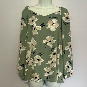 Ann Taylor Factory sage green floral blouse - size large